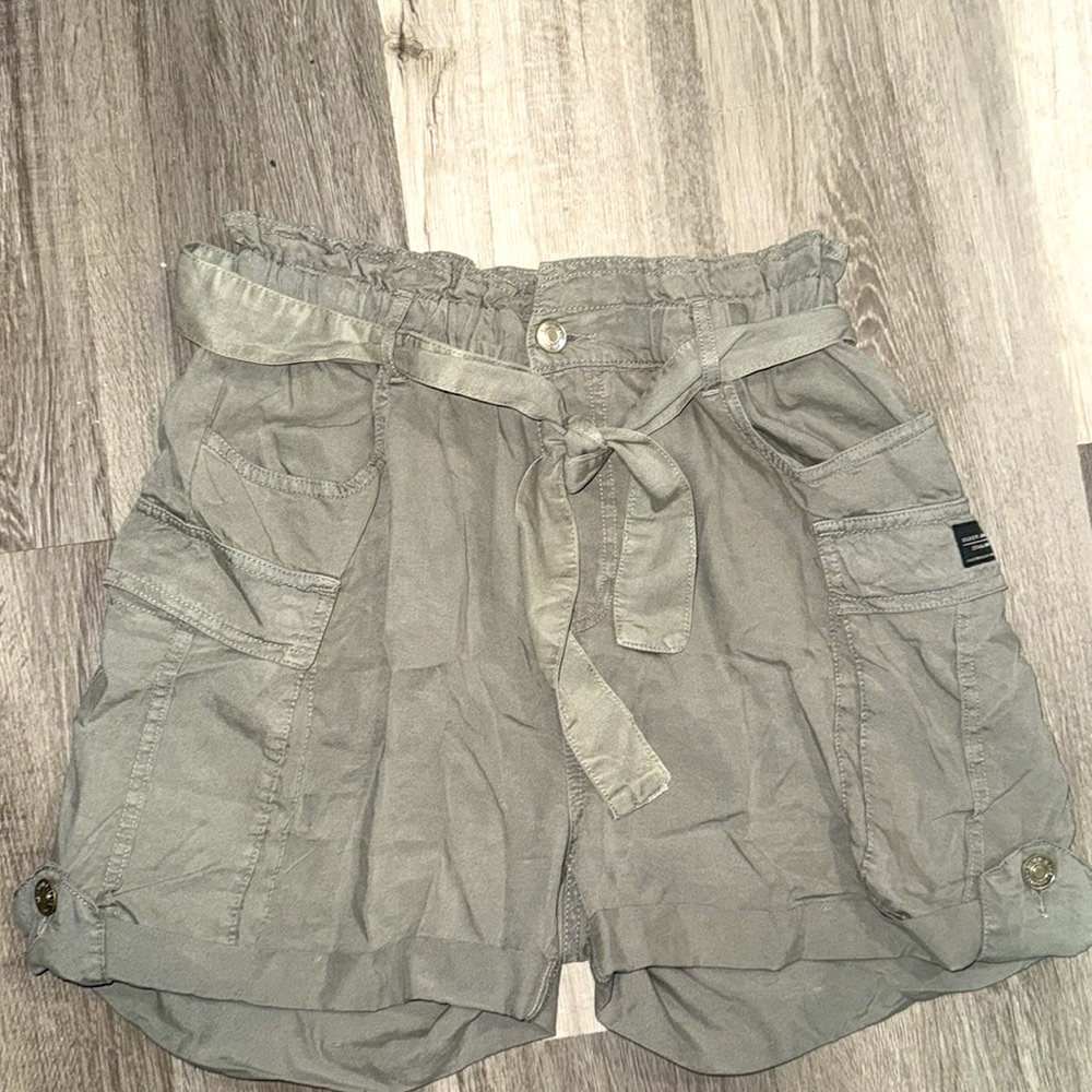 Casual olive silver jeans fabric Cargo Shorts